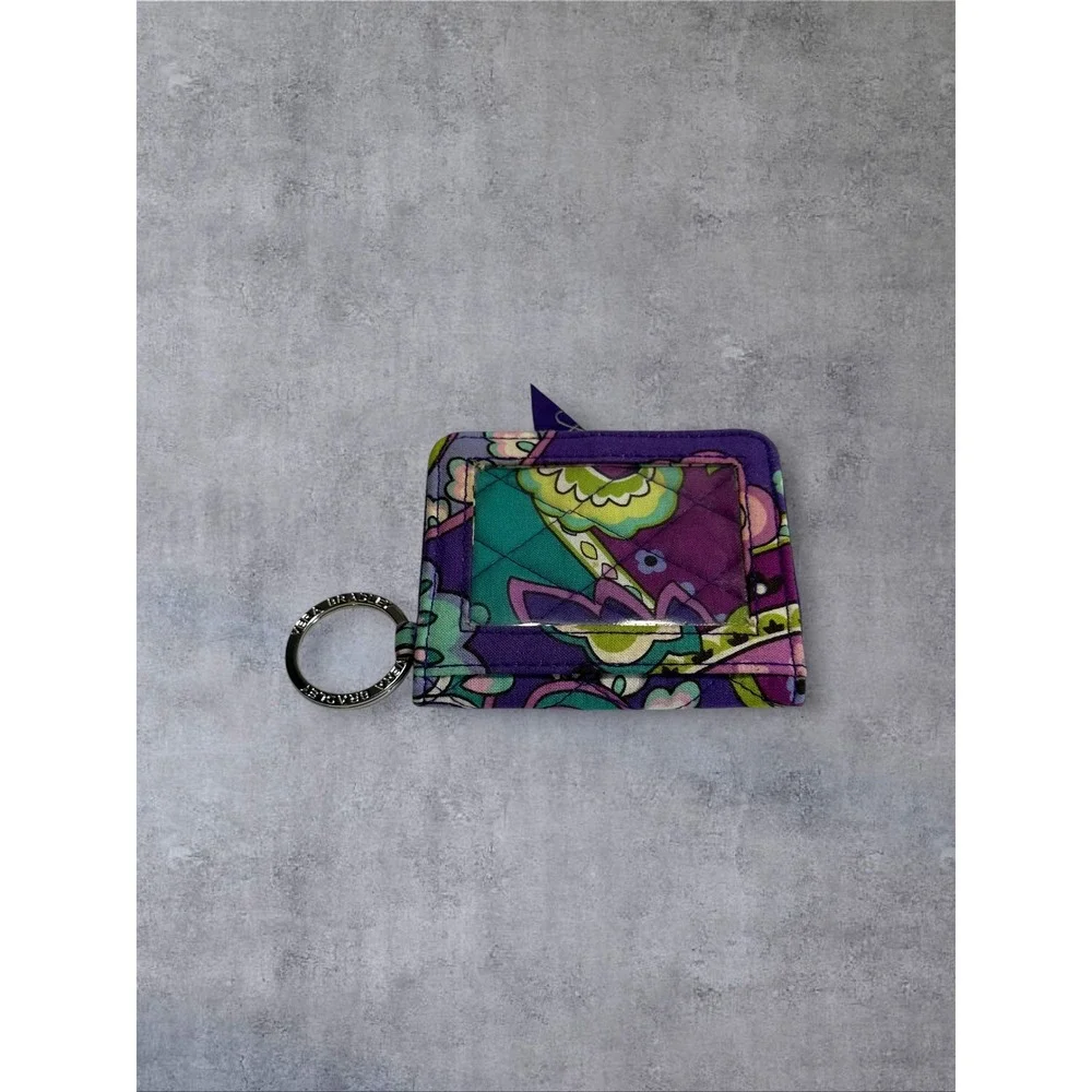 Vera Bradley ID Case Wallet Womens HEATHER Purple Paisley Quilted Keychain EUC